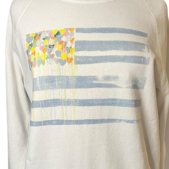 Kerri Rosenthal Imperfect Hearts American Flag Graphic Crew Pullover Sweatshirt - Picture 2 of 7